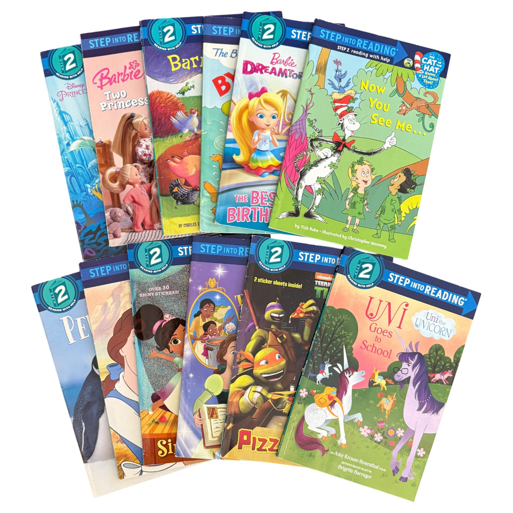 Step Into Reading Level 2 Lot of 12 Books Disney Ariel Jasmine Barbie Uni TMNT